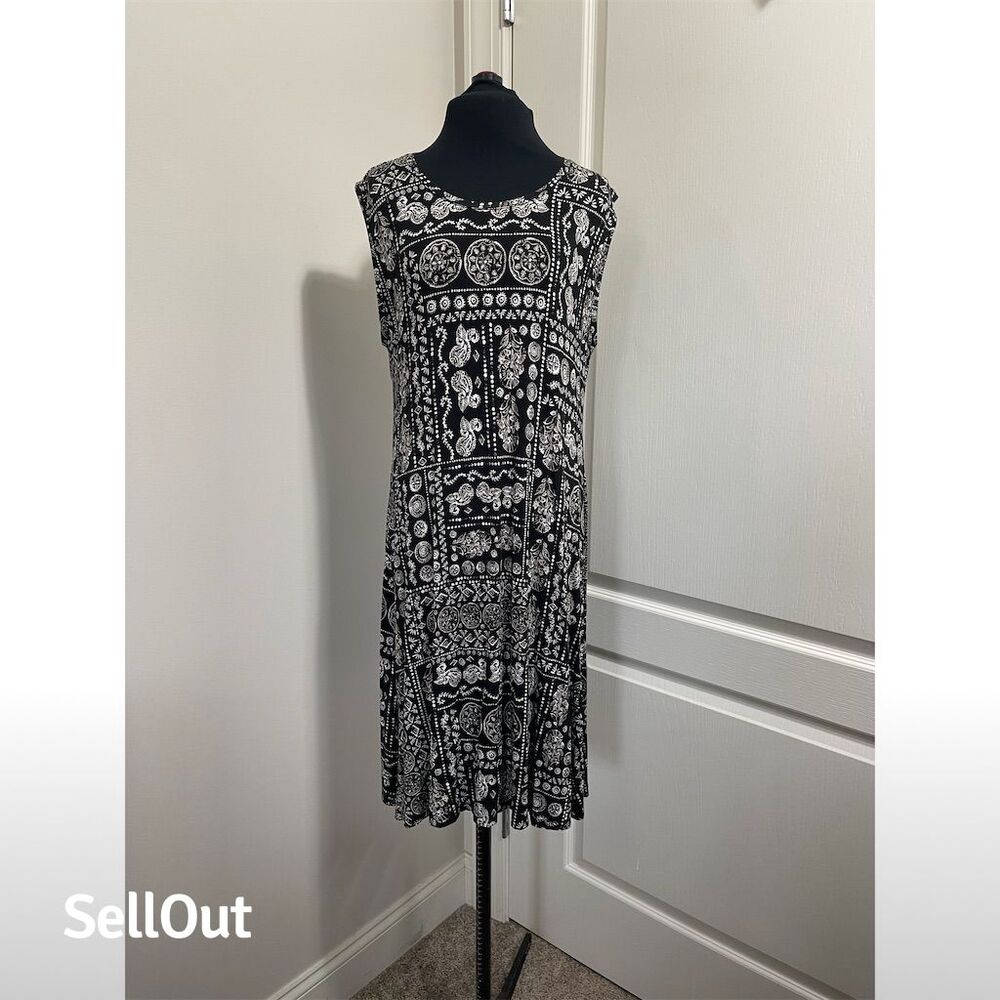 Style & Co Women's PXL Black Geometric Print Sleeveless Dress. Sku19